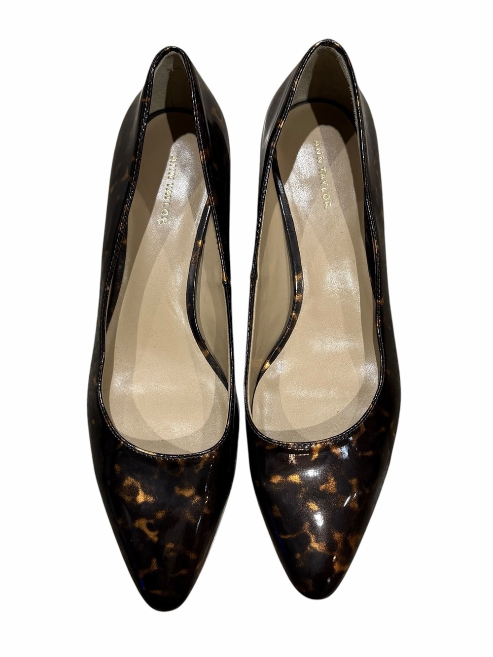 Ann Taylor Tortoise Shell Pumps Size 8.5 Brown Office Business Casual Fall - Picture 12 of 12